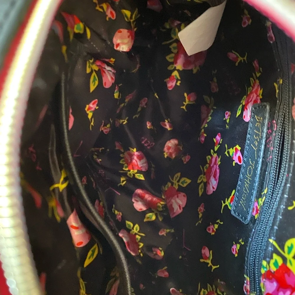 Betsey Johnson Black and White Polka Dot Mini Backpack with Vibrant Accents